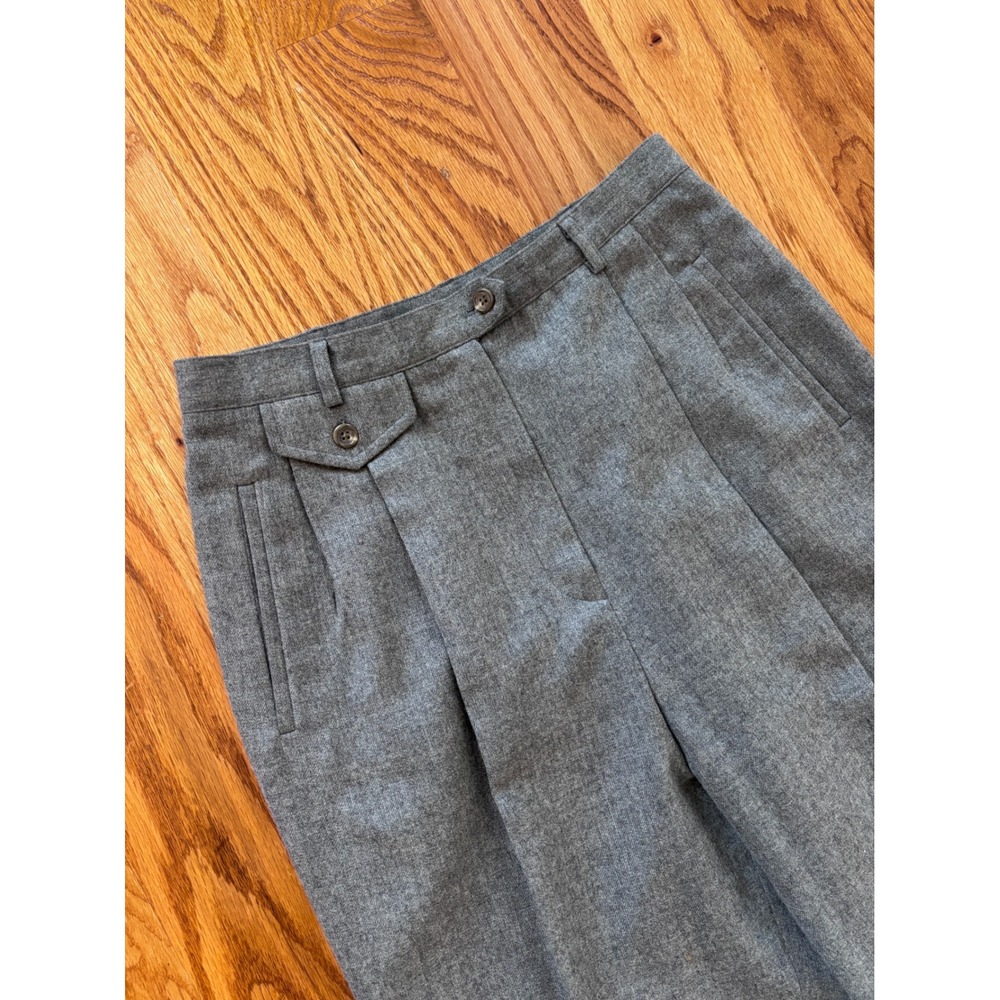 Lauren Ralph Lauren Gray Worsted Wool Pleated Cuffed Trousers Pants Womens 10 - Picture 2 of 5